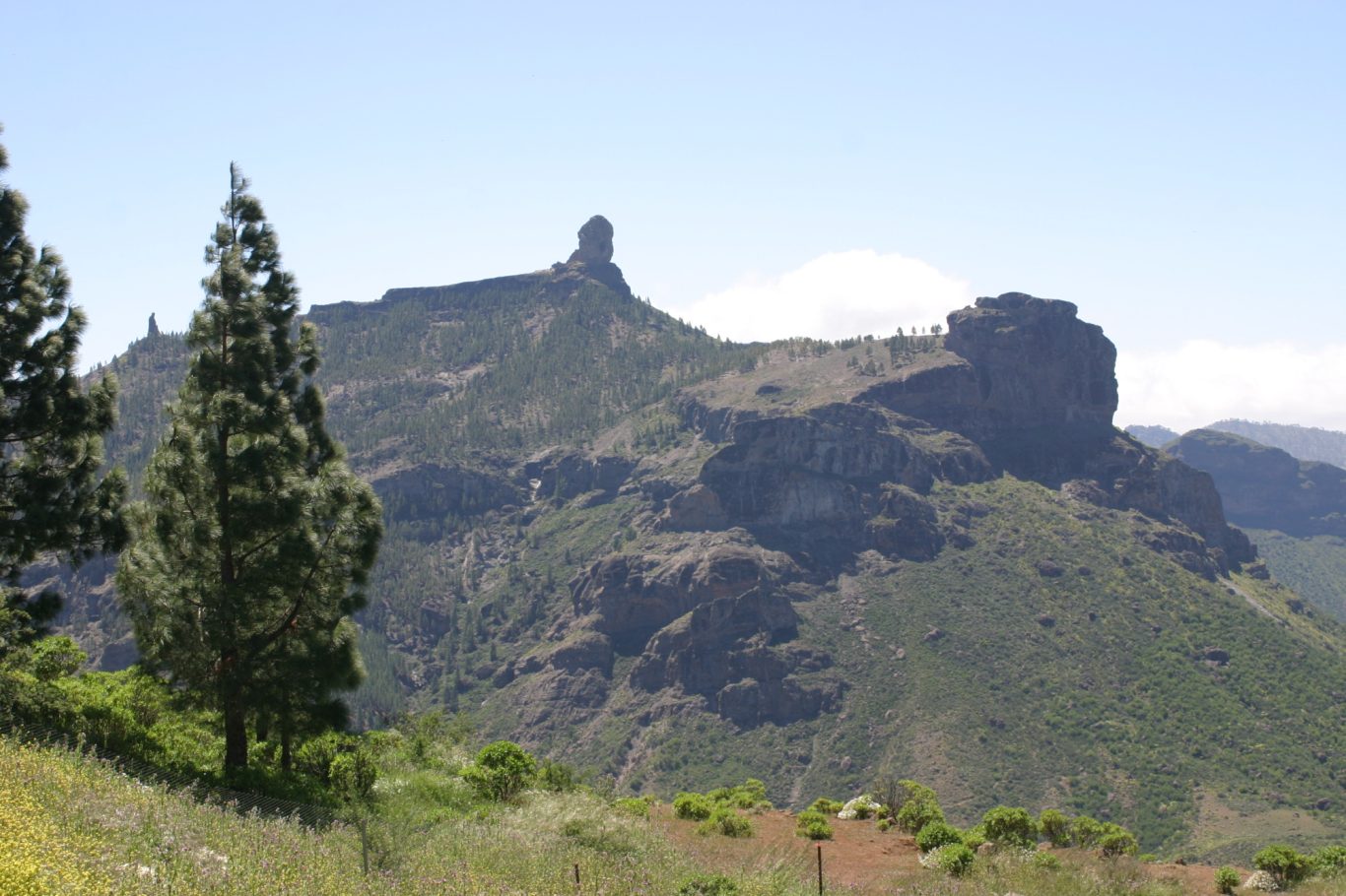 Gran Canaria - Blick auf den Roque Nublo Felsen auf dem Gipfel des Roque Nublo auf Gran Canaria