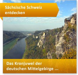 Elbe mit Basteifelsen in der Sächsischen Schweiz