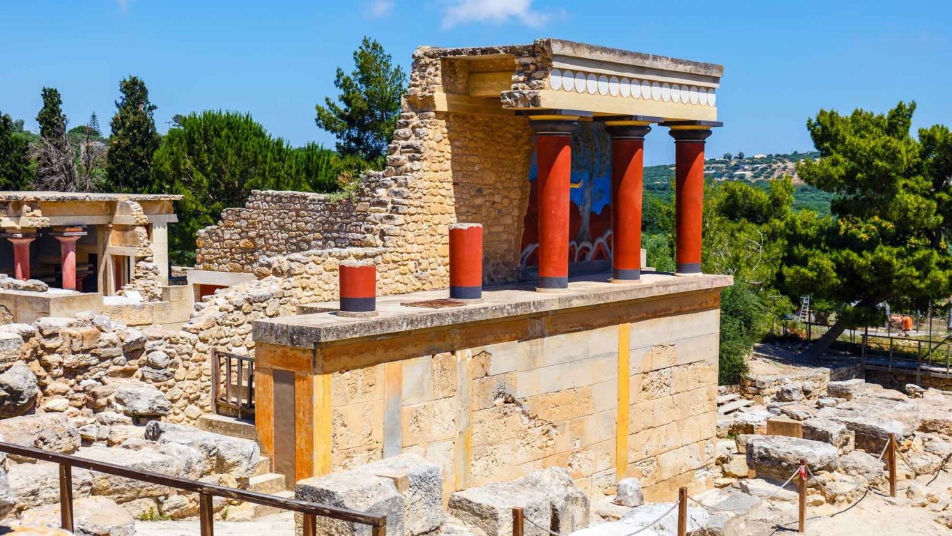 Rote Säulen des Knossos Palastes