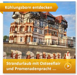 Strandkörbe am Strand von Kühlungsborn vor dem Schloss am Meer